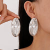 Alloy Geometric Pattern Electroplated Oval Earrings For Women