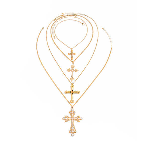 Alloy Geometric Pattern Handmade Men's Jewelry Cross Pendant Necklace
