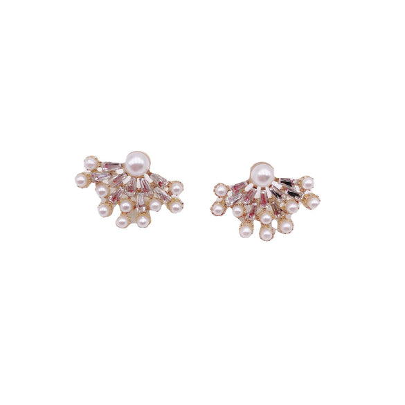 Alloy Geometric Pearl Earrings With 925 Silver Needle Electroplated For Girls
