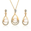 Alloy Geometric Pearl Jewelry Set With Cross Chain For Women Electroplated Necklace And Earrings Twopiece Set