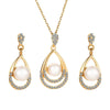 Alloy Geometric Pearl Jewelry Set With Cross Chain For Women Electroplated Necklace And Earrings Twopiece Set