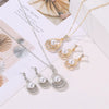 Alloy Geometric Pearl Jewelry Set With Cross Chain For Women Electroplated Necklace And Earrings Twopiece Set