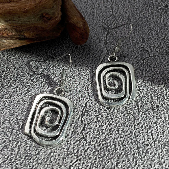 Alloy Geometric Pendant Earrings Electroplated