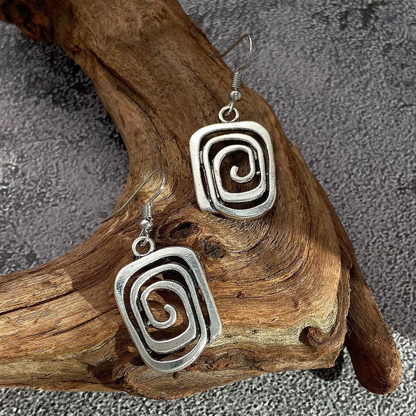 Alloy Geometric Pendant Earrings Electroplated