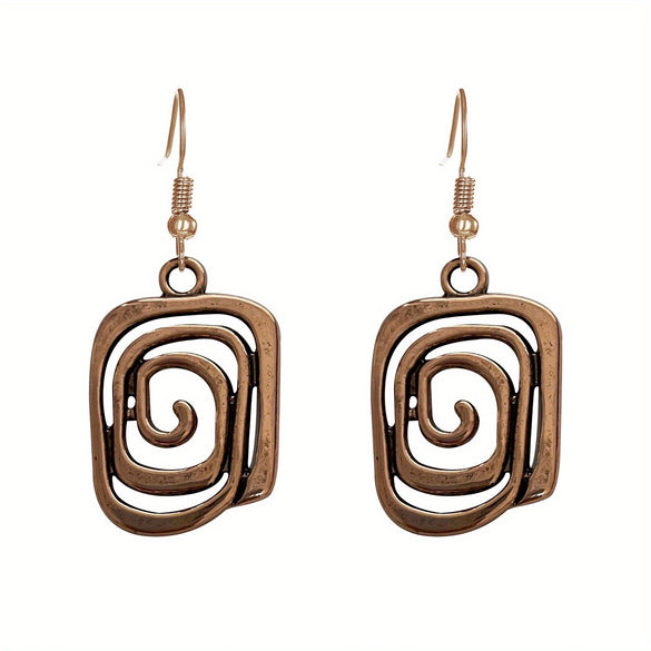 Alloy Geometric Pendant Earrings Electroplated