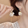Alloy Geometric Petal Earrings Set With Diamonds For Women