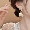 Alloy Geometric Petal Earrings Set With Diamonds For Women