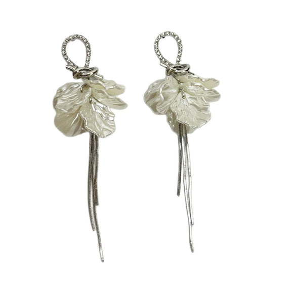 Alloy Geometric Petal Earrings Set With Diamonds For Women