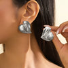 Alloy Geometric Pleated Women's Earrings With Electroplating And Stainless Steel Ear Needles