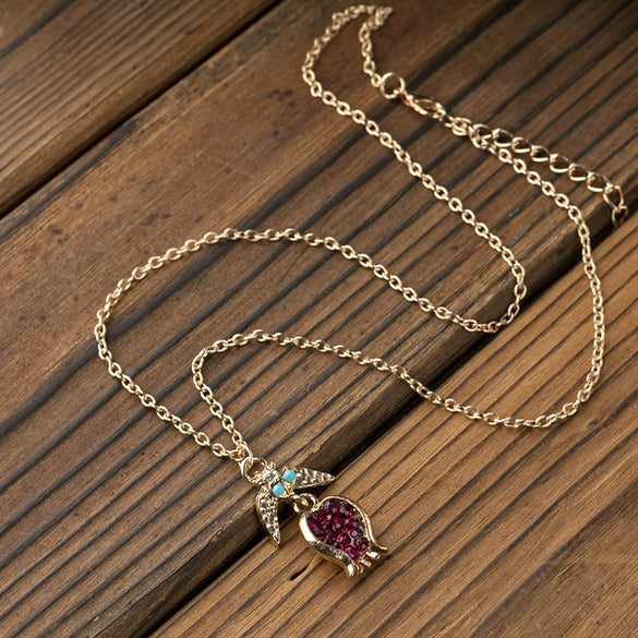 Alloy Geometric Pomegranate Gold Plated Necklace For Women