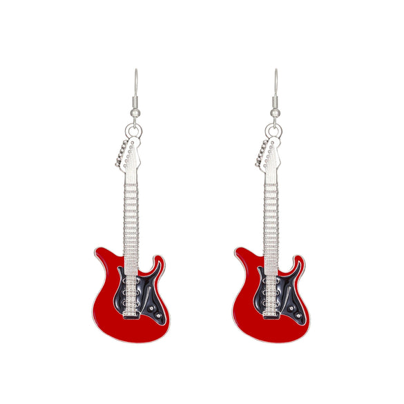 Alloy Geometric Punk Electric Guitar Earrings For Women With Electroplating