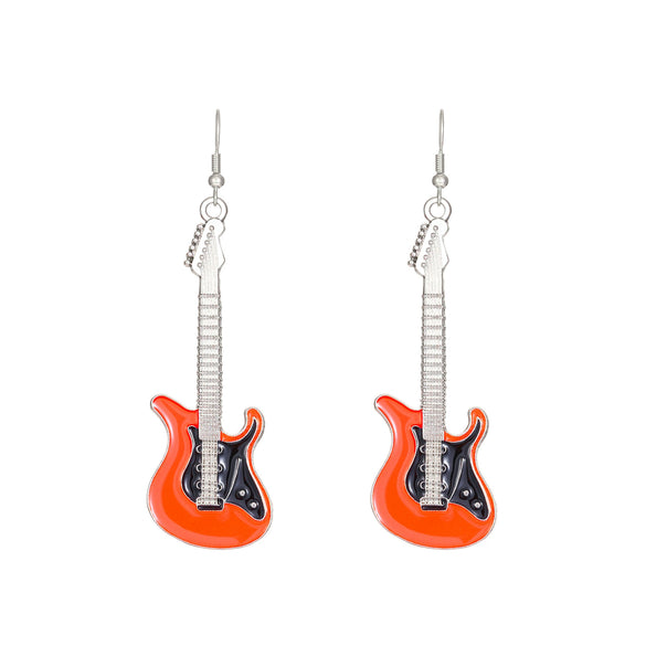 Alloy Geometric Punk Electric Guitar Earrings For Women With Electroplating