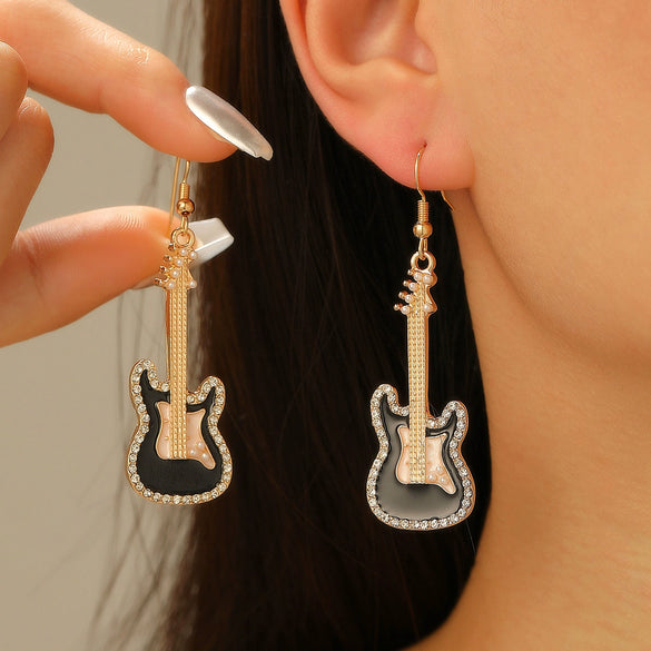 Alloy Geometric Punk Electric Guitar Earrings For Women With Electroplating