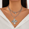 Alloy Geometric Punk Ins Style Cross O Word Chain Pendant Necklace For Women Electroplated