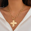 Alloy Geometric Punk Ins Style Cross O Word Chain Pendant Necklace For Women Electroplated