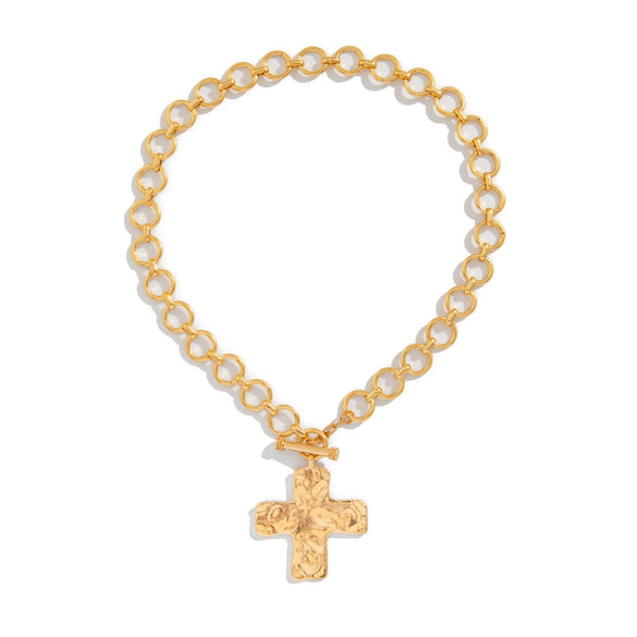 Alloy Geometric Punk Ins Style Cross O Word Chain Pendant Necklace For Women Electroplated