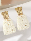 Alloy Geometric Quadrilateral Braided Women's Earrings Electroplated Bohemian Vacation Style