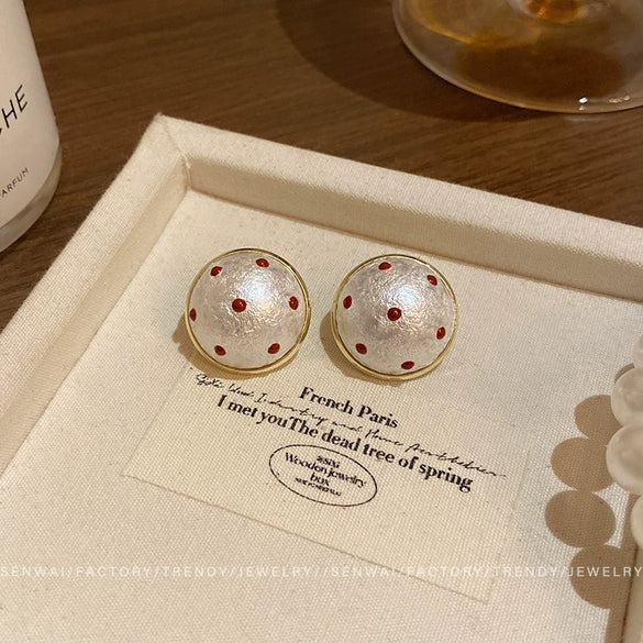 Alloy Geometric Red Polka Dot Electroplating Women's Earrings