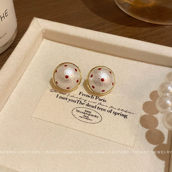 Alloy Geometric Red Polka Dot Electroplating Women's Earrings