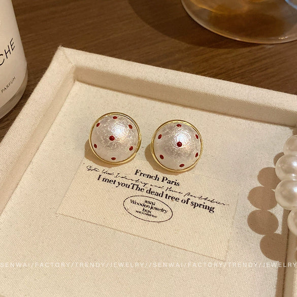 Alloy Geometric Red Polka Dot Electroplating Women's Earrings