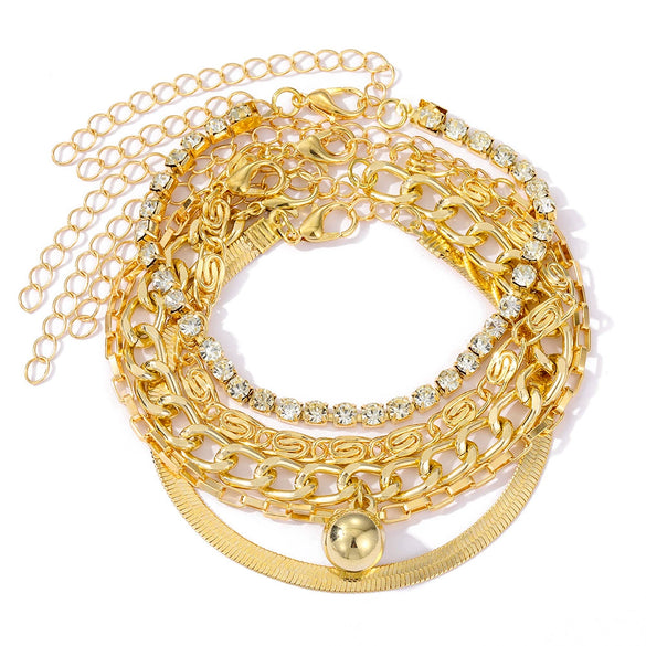 Alloy Geometric Retro Electroplating Multilayer Claw Chain Diamond Women's Bracelet