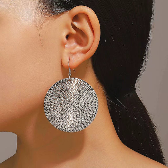 Alloy Geometric Retro Exaggerated Electroplated Round Earrings For Women