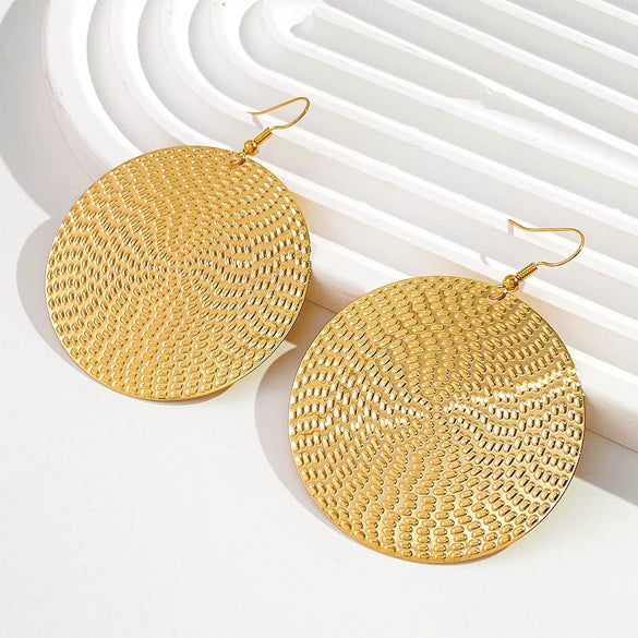 Alloy Geometric Retro Exaggerated Electroplated Round Earrings For Women