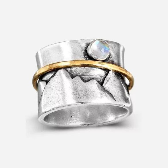 Alloy Geometric Retro Ring With Moonstone For Women