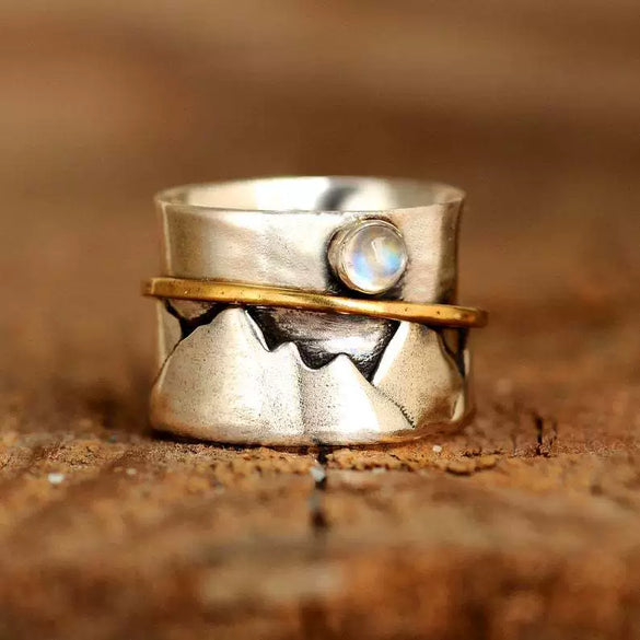 Alloy Geometric Retro Ring With Moonstone For Women