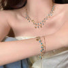 Alloy Geometric Rhinestones Electroplating Shell Bracelet Necklace Set Clavicle Chain Women's Accessories