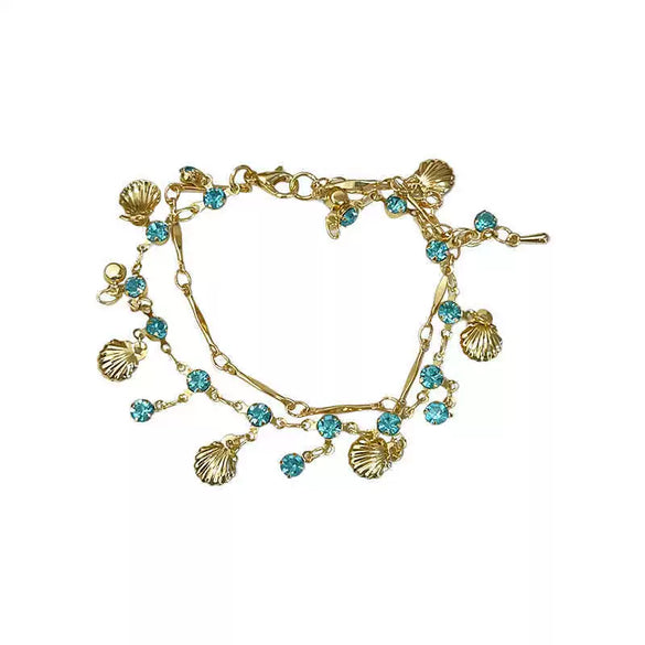 Alloy Geometric Rhinestones Electroplating Shell Bracelet Necklace Set Clavicle Chain Women's Accessories