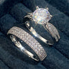 Alloy Geometric Ring And Bracelet Set For Couples With Inlaid Zircon