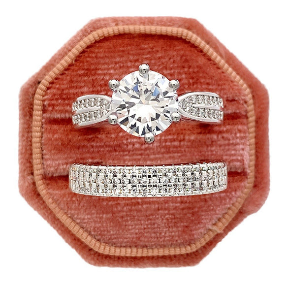 Alloy Geometric Ring And Bracelet Set For Couples With Inlaid Zircon