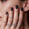 Alloy Geometric Ring Set With Heart And Butterfly Designs Polished Finish And Sparkling Diamond Details For Layered Fashion Styling