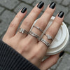 Alloy Geometric Ring Set With Heart And Butterfly Designs Polished Finish And Sparkling Diamond Details For Layered Fashion Styling