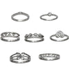 Alloy Geometric Ring Set With Heart And Butterfly Designs Polished Finish And Sparkling Diamond Details For Layered Fashion Styling
