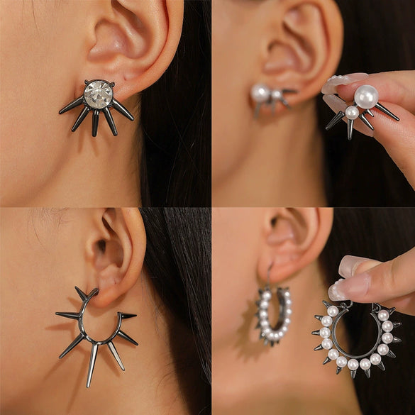 Alloy Geometric Rivet Electroplated Women's Gothic Punk Hiphop Earrings