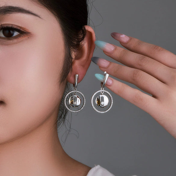 Alloy Geometric Round D Shaped Electroplated Earrings For Women