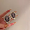 Alloy Geometric Round Earrings With Electroplating Treatment