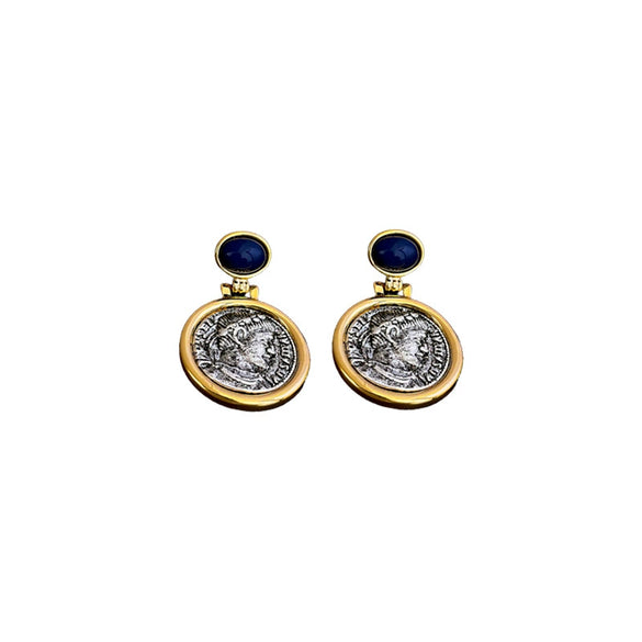 Alloy Geometric Round Earrings With Electroplating Treatment