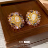 Alloy Geometric Round Earrings With Electroplating Treatment