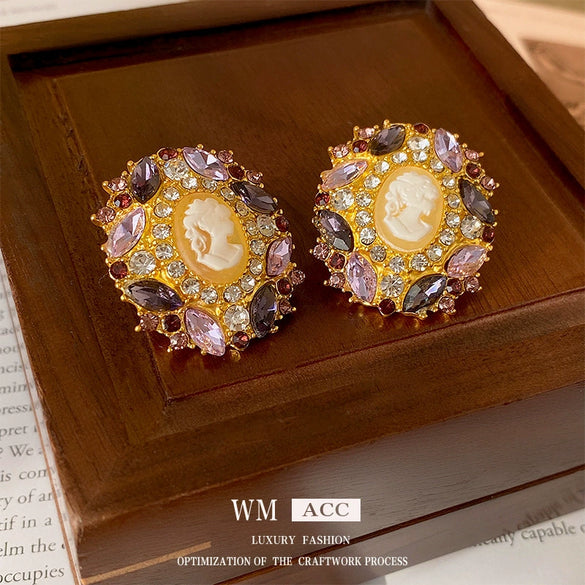 Alloy Geometric Round Earrings With Electroplating Treatment