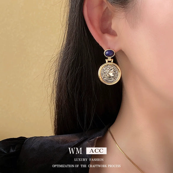 Alloy Geometric Round Earrings With Electroplating Treatment