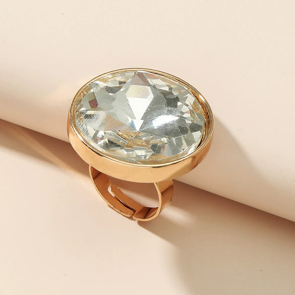 Alloy Geometric Round Opening Adjustable Women's Diamond Ring