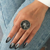 Alloy Geometric Round Opening Adjustable Women's Diamond Ring