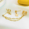 Alloy Geometric Round Star Long Chain Electroplated Women's Ear Clip Earrings