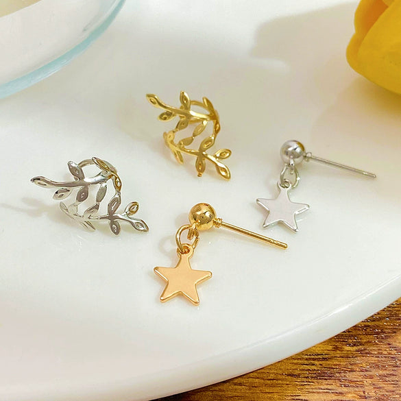 Alloy Geometric Round Star Long Chain Electroplated Women's Ear Clip Earrings