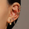 Alloy Geometric Round Star Long Chain Electroplated Women's Ear Clip Earrings