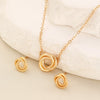 Alloy Geometric Simple Style Earrings And Necklace Set With Circle Pendant And Regular Chain Electroplated For Women
