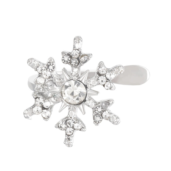 Alloy Geometric Snowflake Hollow Rhinestone Diamond Earrings For Women